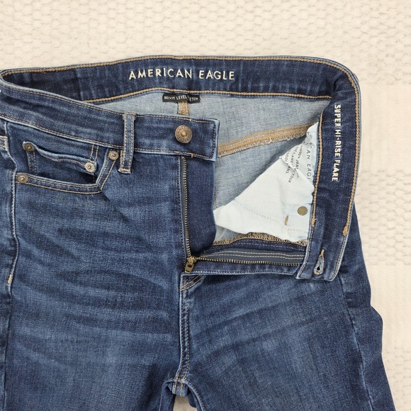 AE AMERICAN EAGLE 4 R SUPER HIGH RISE FLARE NEXT LEVEL STRETCH WOMENS JEANS - Picture 9 of 13